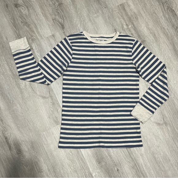 Children's Place Blue Grey Stripe Long Sleeve Thermal Waffle Knit Lg 10/12 - Picture 4 of 5